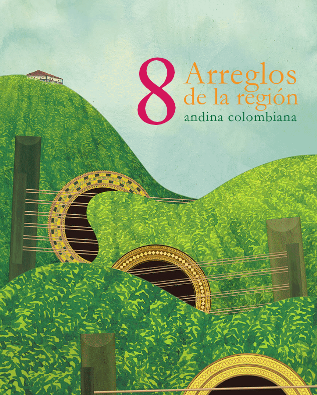 La portada es una ilustración de las cordilleras andinas con forma de guitarras acústicas, las guitarras forman el paisaje montañoso