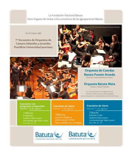 Invitación concierto encuentro orquestas Universidad Javeriana