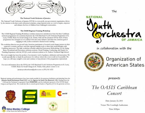 Programa de concierto OEA- Jamaica invitados especiales Batuta